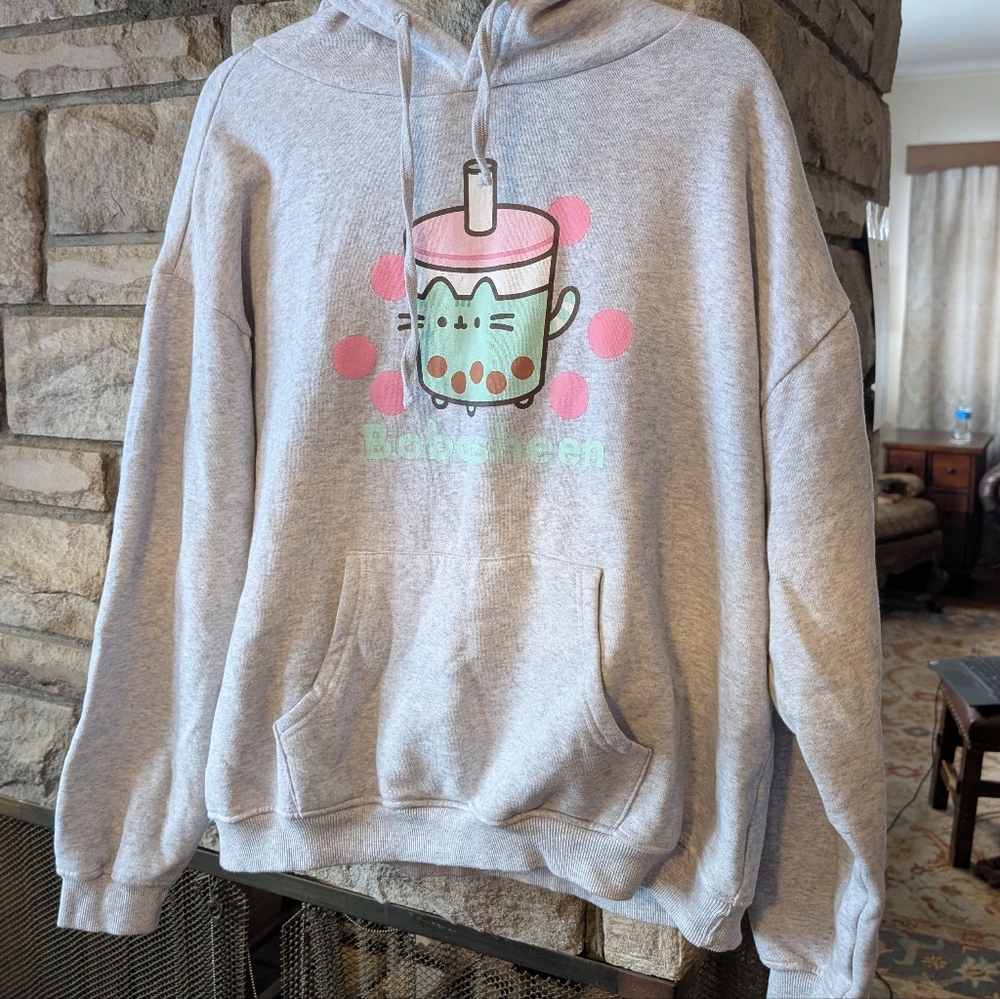 Pusheen Gray Hoodie with Adorable Cat Design